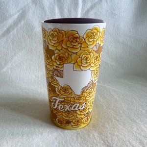 Starbucks Yellow Rose of Texas Ceramic 12 oz Travel Tumbler